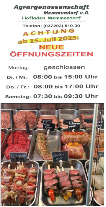 Achtung geänderte Öffnungszeiten Hofladen Memmendorf Achtung geänderte Öffnungszeiten Hofladen Memmendorf